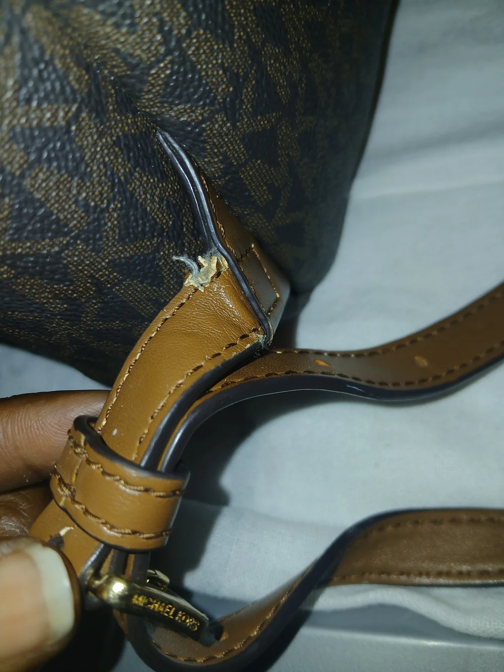 MICHAEL KORS Brown Logo Studded Mini Backpack